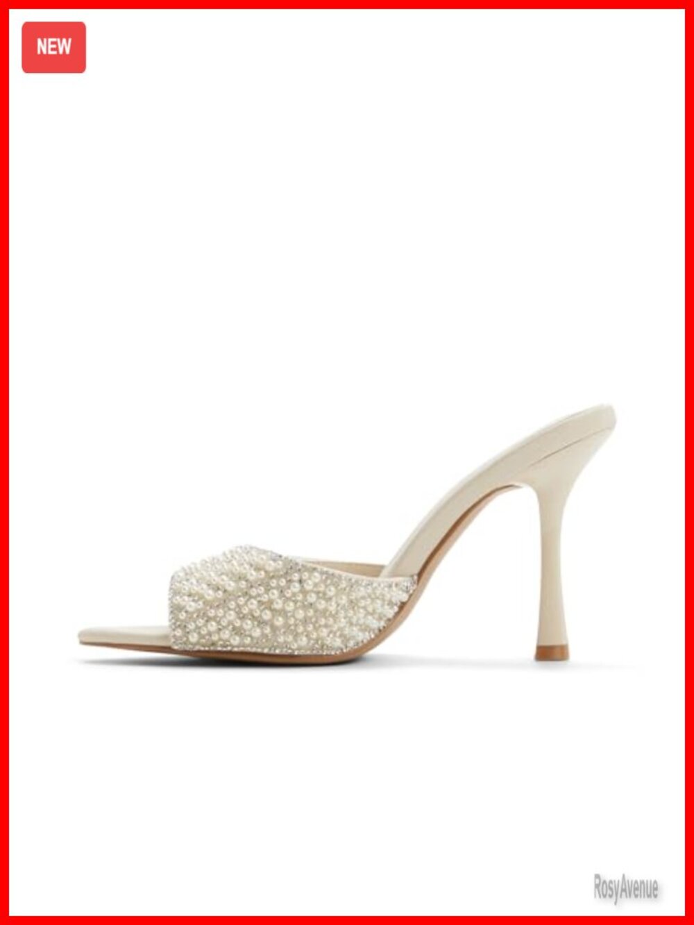 Heeled Open-Toe Pearl Mule Slip-On Dress Sandal